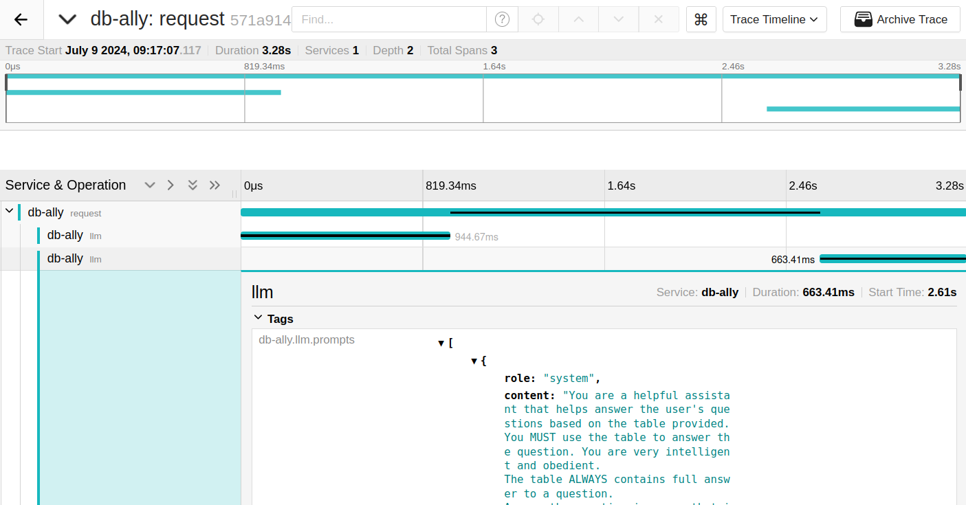 Example trace in Jeager UI